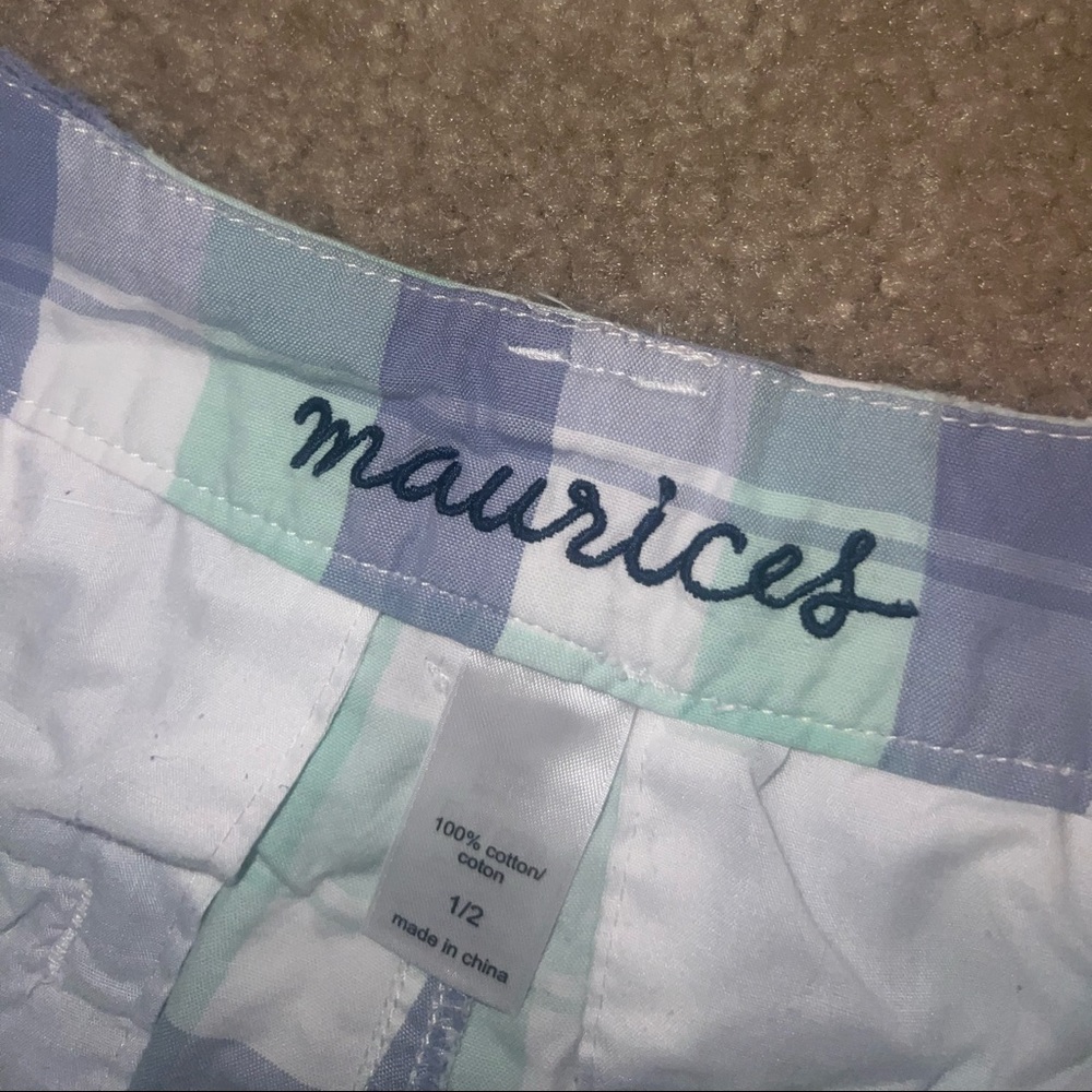 Maurices Blue, Green & White Plaid High Waist shorts size 1/2 - Picture 7 of 10